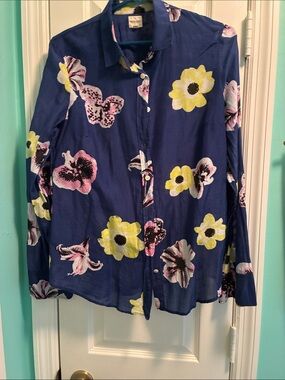 J. Crew Factory Navy Floral Button-Down Shirt